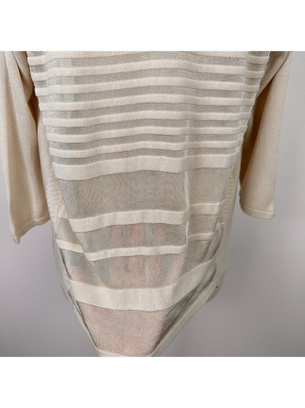 Les Collections Mat Womens Lightweight Open Knit Cardigan Size Medium Beige New - Picture 5 of 11